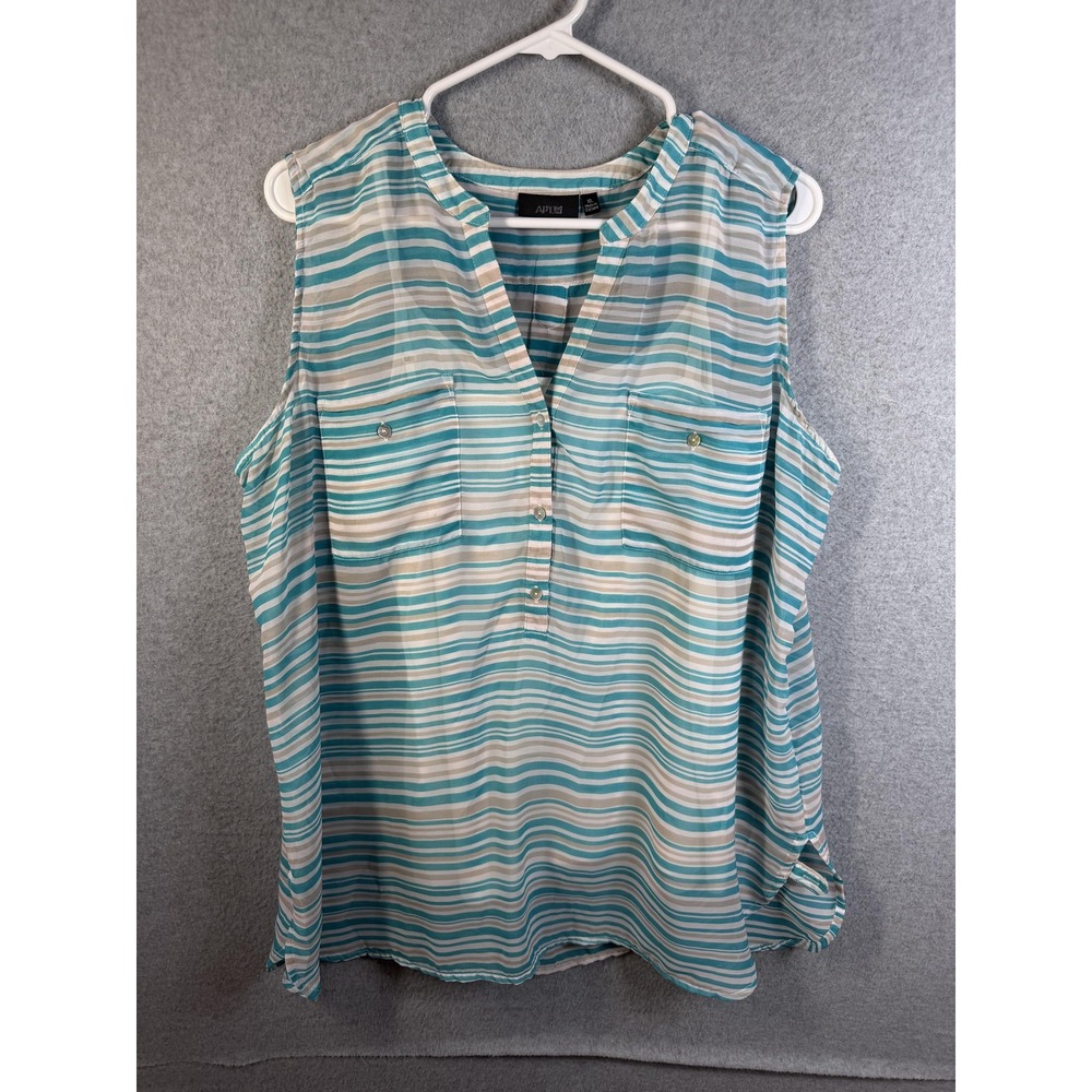 Apt. 9 Blouse Womens XL Multicolor Striped Sleeveless Henley Tunic Top